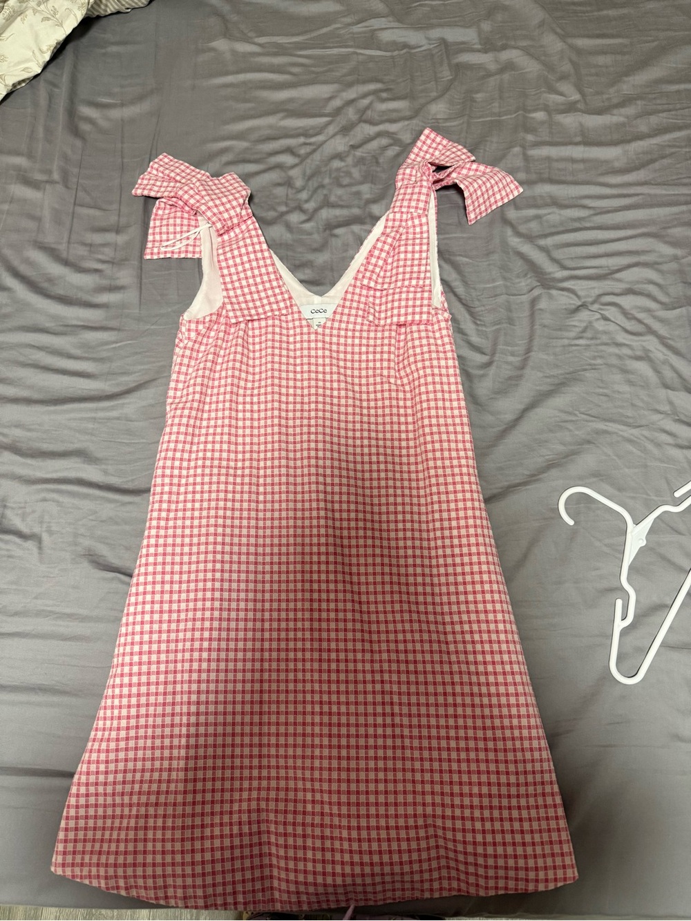 CeCe Pink Gingham Tie-Shoulder Women’s Dress